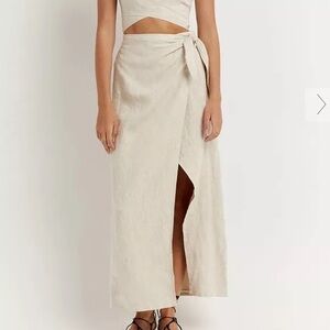DISSH Hallie Linen Wrap Midi Skirt - AUS 6/US 2